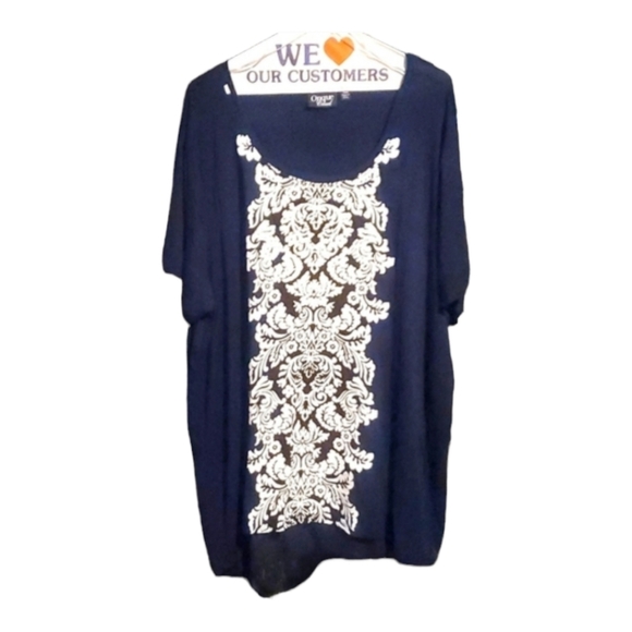 Onque Casual top size 3x color Navy and white - Picture 1 of 4